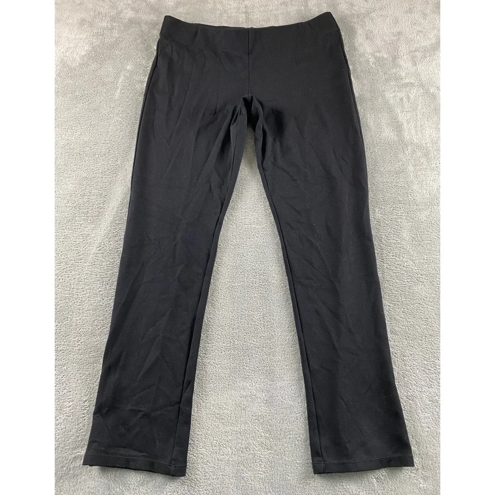 Lauren Ralph Lauren Womens Medium Black Knit Pull On Slim Straight Leg Pants